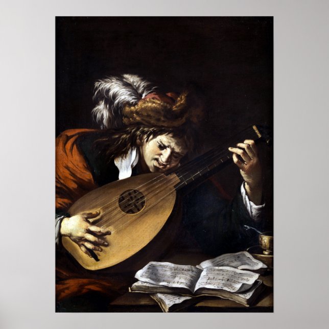 Affiche Claude Vignon Le Lute Player (Devant)
