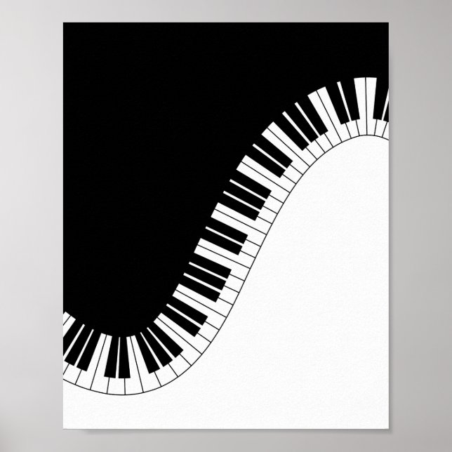 Affiche Clavier de piano design de musique noir et blanc (Devant)
