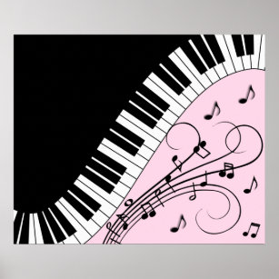 Affiche Clavier de piano noir et blanc Design de musique r