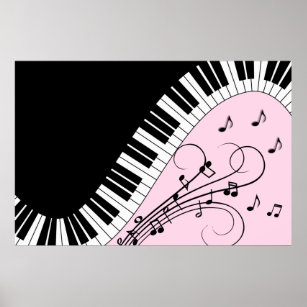 Affiche Clavier de piano noir et blanc Design de musique r