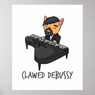 Affiche Clawsy Piano Player Chat Pun Fun Cadeau