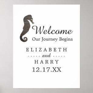 Affiche Clay Seahorse Beach Mariage Bienvenue