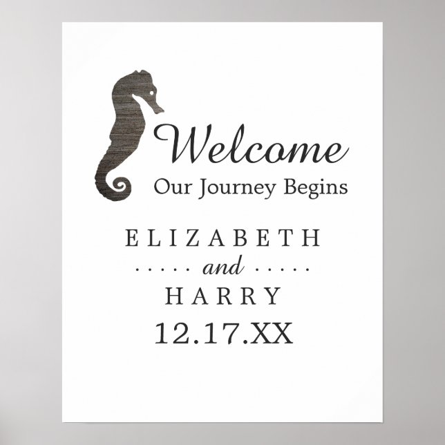 Affiche Clay Seahorse Beach Mariage Bienvenue (Devant)