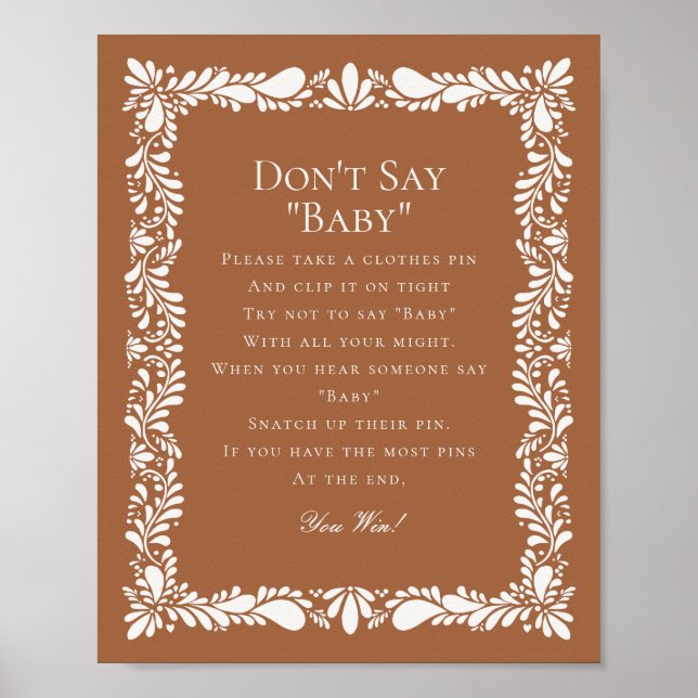 Affiche Clay Talavera Tile Dont Dire Baby shower Jeu (Devant)