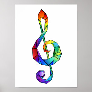 Affiche Clé de musique arc-en-ciel