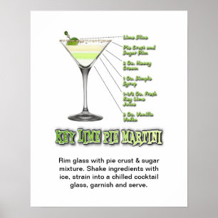 Affiche Clé Lime Pie Martini Cocktail Recette Art 16"x20"