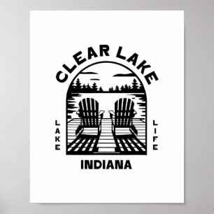 Affiche Clear Lake Indiana Extérieur Vintage 1