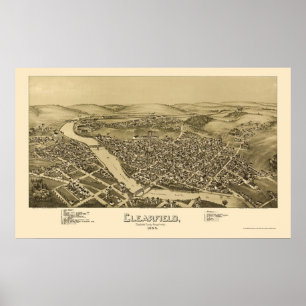 Affiche Clearfield, PA Carte panoramique - 1895