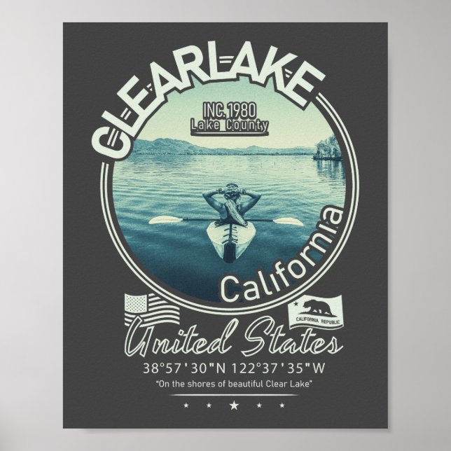 AFFICHE CLEARLAKE CALIFORNIA - MONT KONOCTI (Devant)