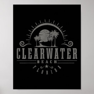 Affiche Clearwater Beach Floride Fl Vintage Sunset Surf Va
