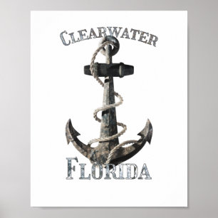 Affiche Clearwater Florida Vacation Ancre nautique