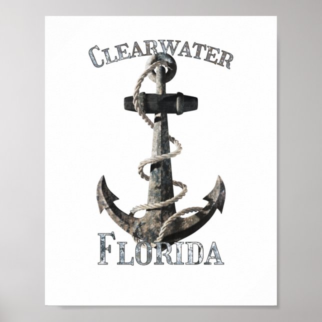 Affiche Clearwater Florida Vacation Ancre nautique (Devant)