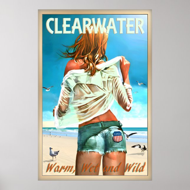 Affiche Clearwater Floride Comté de Pinellas Plage Épinglé (Devant)