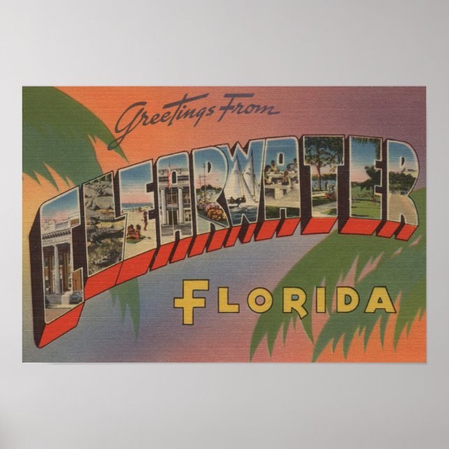 Affiche Clearwater, Floride - Grandes Lettres Scènes 3 (Devant)