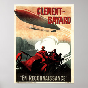 Affiche CLEMENT BAYARD AUTOMOBILES Zeppelin Vintage Car