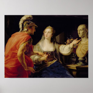 Affiche Cléopâtre montrant Octavius buste de Julius