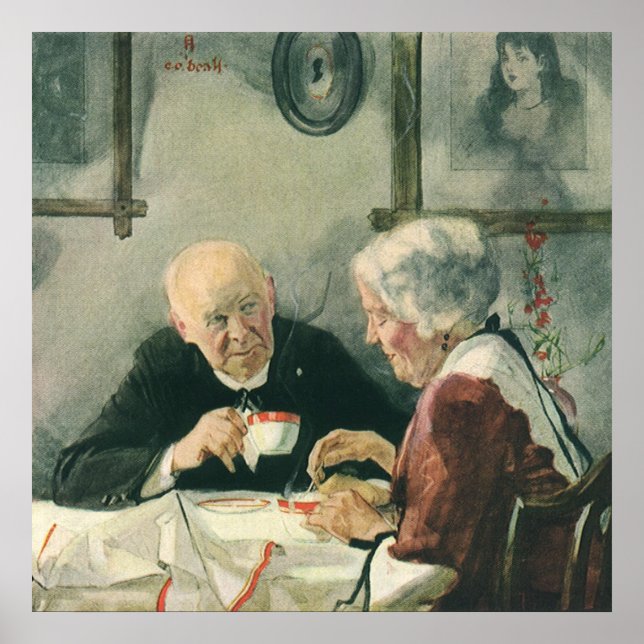 Affiche Clergé vintage, café ou thé avec prêtre (Devant)