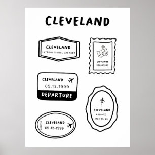 Affiche Cleveland - Collection Timbre de voyage Minimali
