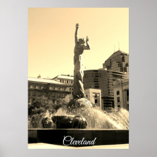 Affiche Cleveland Fountain (Sepia)