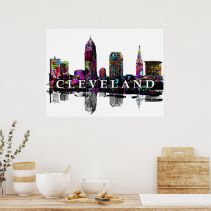 Affiche Cleveland, Ohio en graffiti