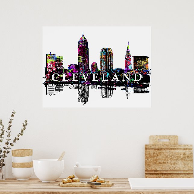 Affiche Cleveland, Ohio en graffiti (Cuisine)