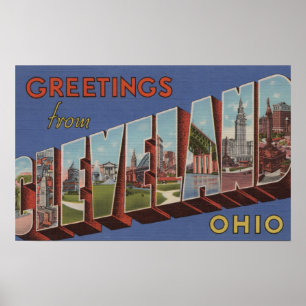 Affiche Cleveland, Ohio - Scènes de grandes lettres 3