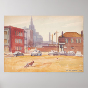 Affiche Cleveland Skyline - Kulhanek Cityscape (1956)