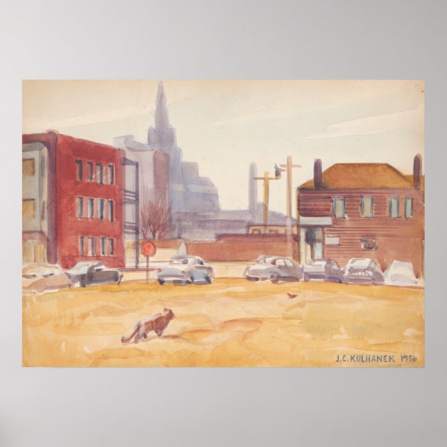 Affiche Cleveland Skyline - Kulhanek Cityscape (1956) (Devant)