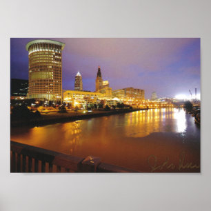 Affiche Cleveland Skyline pour la nuit