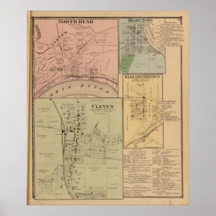Affiche Cleves, courbure du nord, Ohio