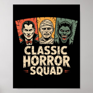 Affiche Clic Horror Squad Vintage Rétro Monstre Halloween