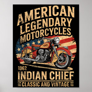 Affiche Clic & moto américaine vintage Indian Born