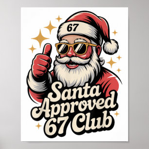 Affiche Clic Noël 67 Santa Meme - Rétro Santa Approuve