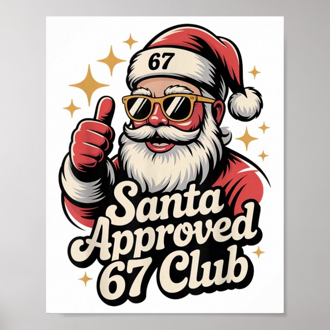 Affiche Clic Noël 67 Santa Meme - Rétro Santa Approuve (Devant)