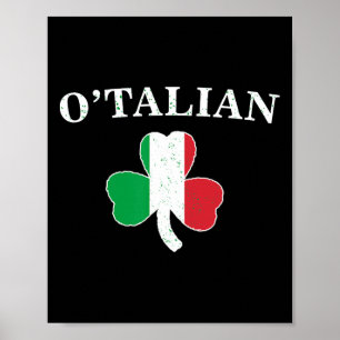 Affiche Clic O'talian Trèfle Et Drapeau Italie Irlandais S