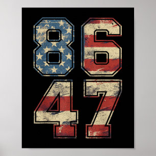 Affiche Clic Vintage 80s Style 86 47 Anti Trump Usa Drapea