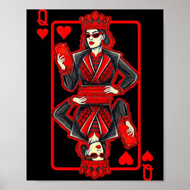 Affiche Clic Whimsical Queen Of Hearts Sungles Playing Car (Devant)