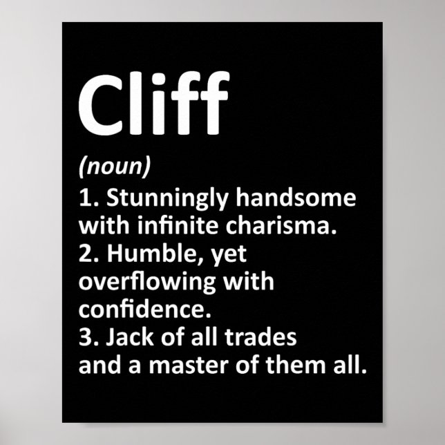 Affiche Cliff Definition Personalized Name Funny Birthday  (Devant)