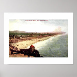 Affiche Cliff House Beach San Francisco 1910 Style Vintage