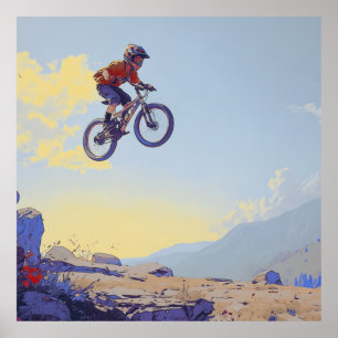 Affiche Cliff Jumping BMXer - Conception du pilote BMX