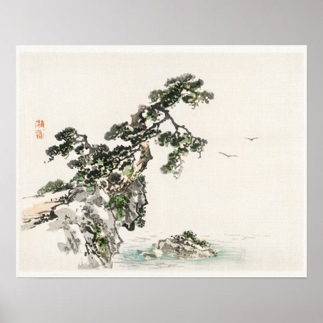 Affiche Cliff par Kōno Bairei (1844-1895) (Devant)