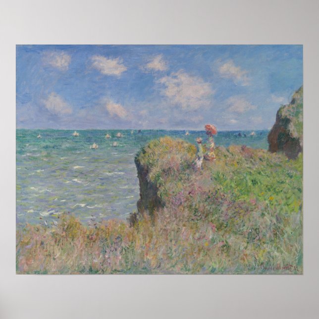 Affiche Cliff Walk at Pourville by Monet Fine Art Print (Devant)