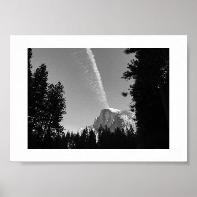 Affiche Cliffside Cloud Yosemite Ciel noir et blanc Photo (Devant)