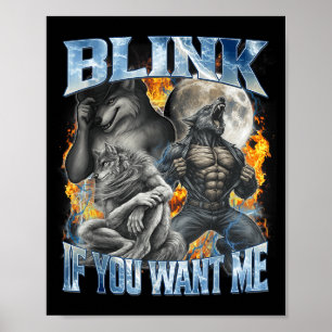 Affiche Clignez Si Vous Me Voulez Drôle Alpha Wolf Bootleg