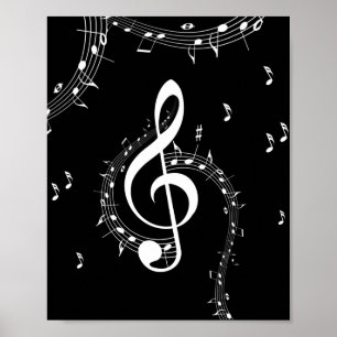 Affiche Climacic G Clef Musique blanche sur le noir