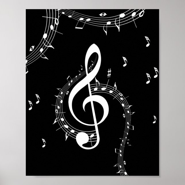 Affiche Climacic G Clef Musique blanche sur le noir (Devant)