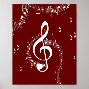 Affiche Climactic G Clef Music Red