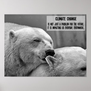 Affiche Climate change black and white with polar bears
