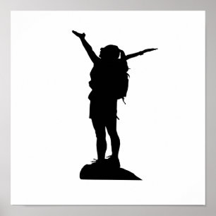 Affiche Climbing mountain girl silhouette