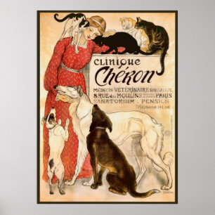 Affiche Clinique Cheron Publicité vétérinaire Vintage